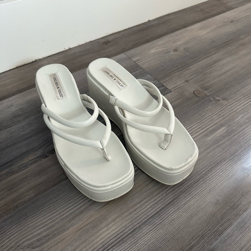 Chelsea & Violet White Platform Sandals